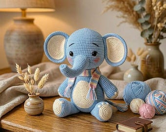Baby Elefant Häkelanleitung PDF, Elefant Amigurumi Muster, Häkelanleitung für Spielzeug, niedlicher Elefant Plüsch Muster, Instant Download