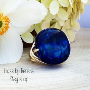 Focal bead wired ring floral ring