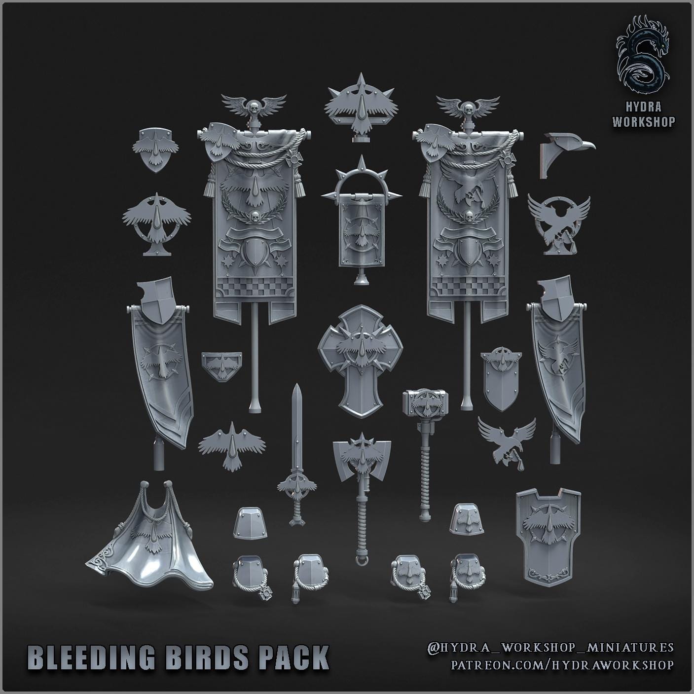 Bleeding Birds Decor 80+ Pack - Miniature Tabletop Wargame Kitbash Bits ...