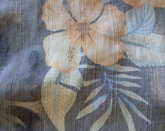 Vntg TOMMY BAHAMA Hawaiian Men's Silk Shirt XXL Pale Yellow Gray Short Sleeve