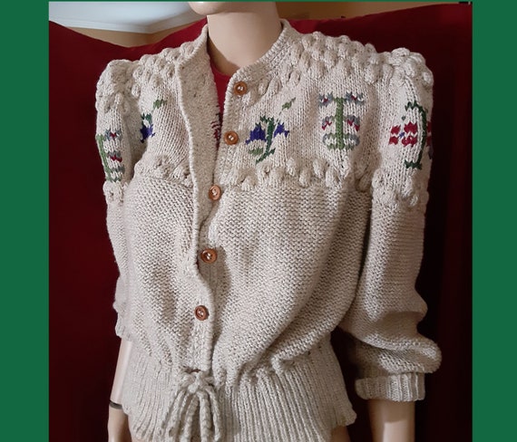 Vntg ITALIAN TYROL Trachten Cardigan Sweater 80s I