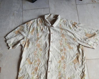 Vntg TOMMY BAHAMA Hawaiian Paisley Silk Shirt Embroidered Signarure XL