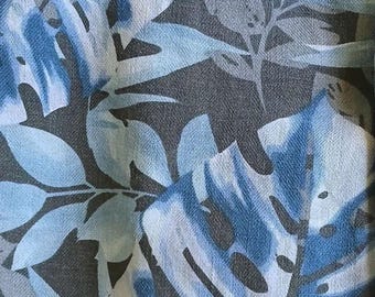 Vntg TOMMY BAHAMA Hawaiian Men's Silk Shirt XXL Blue & Gray Leaves