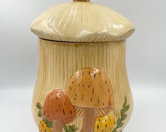 Vintage 70s Arnels Mushroom Lidded Canister Ceramic Stamped