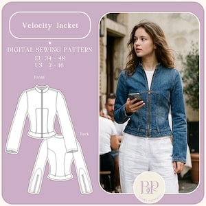 Velocity Jacket, Cyberpunk Jacket  PDF Sewing Pattern A4, US LETTER with 8 sizes
