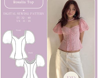 The Rosalia Top, Backless Bow Dress, PDF Sewing Pattern A4, US LETTER with 9 sizes
