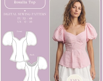 Sukienka Rosalia Top, z odkrytymi plecami i kokardą, wykrój do szycia w formacie PDF A4, format US LETTER, 9 rozmiarów