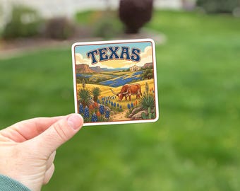 Autocollant touristique de l'État du Texas, vinyle mat imperméable | Ordinateur portable, bouteille d'eau, vitre de voiture, surfaces lisses