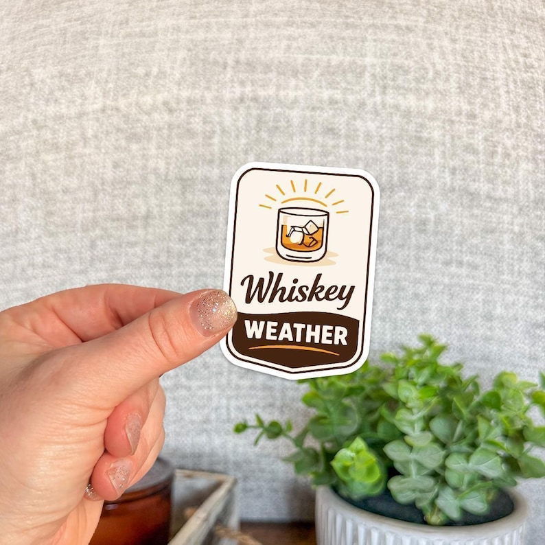 Whiskey Weather Sticker, Bourbon Lover Gift, Waterproof Vinyl Decal 画像 1