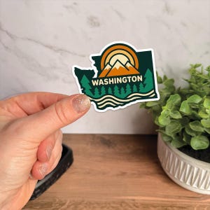 Washington State Mountain Landscape Sticker, PNW Nature Decal, Waterproof Vinyl immagine 1