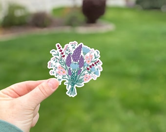 Wildflower Bouquet Flower Decal: Waterproof Vinyl Sticker (Matte Finish)