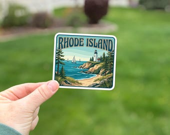 État de Rhode Island, autocollant de voyage | Vinyle mat | Finition imperméable, design épuré pour voitures