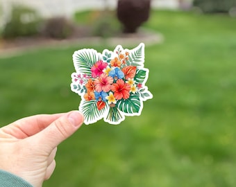 Tropical Flower Decal: Waterproof Vinyl Sticker (Matte Finish)
