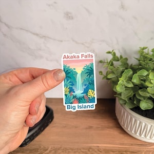 Akaka Falls Big Island Hawaii Sticker, Hawaiian Waterfall Vinyl Decal, Nature Travel Sticker for Water Bottle, Laptop, and Souvenir Gift