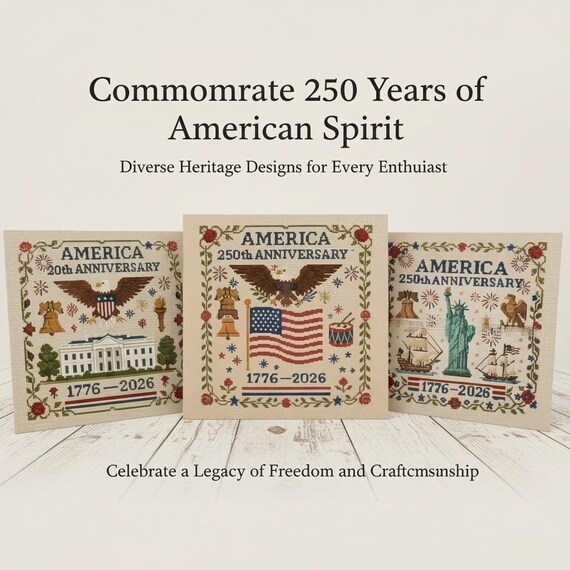 America 250th Anniversary Cross Stitch Kit | Patriotic Needlework
