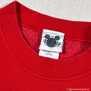 VINTAGE 1990s Disney Mickey Mouse Embroidered Crewneck Sweatshirt | Red | Large | USA image 4