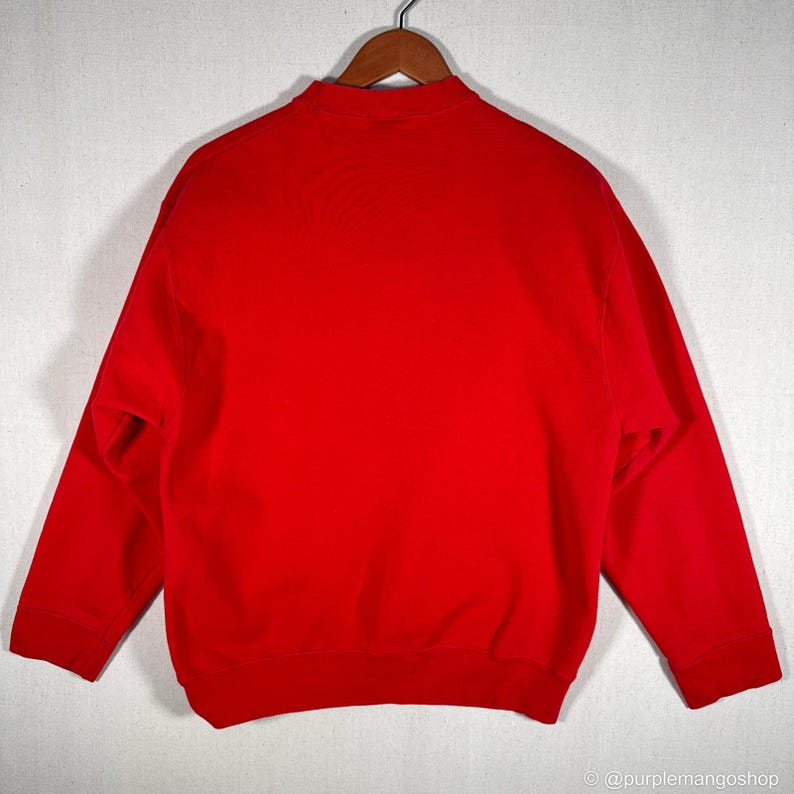 VINTAGE 1990s Disney Mickey Mouse Embroidered Crewneck Sweatshirt | Red | Large | USA image 12