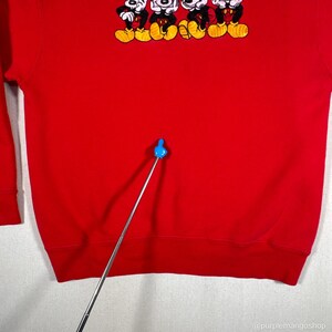 VINTAGE 1990s Disney Mickey Mouse Embroidered Crewneck Sweatshirt | Red | Large | USA image 7