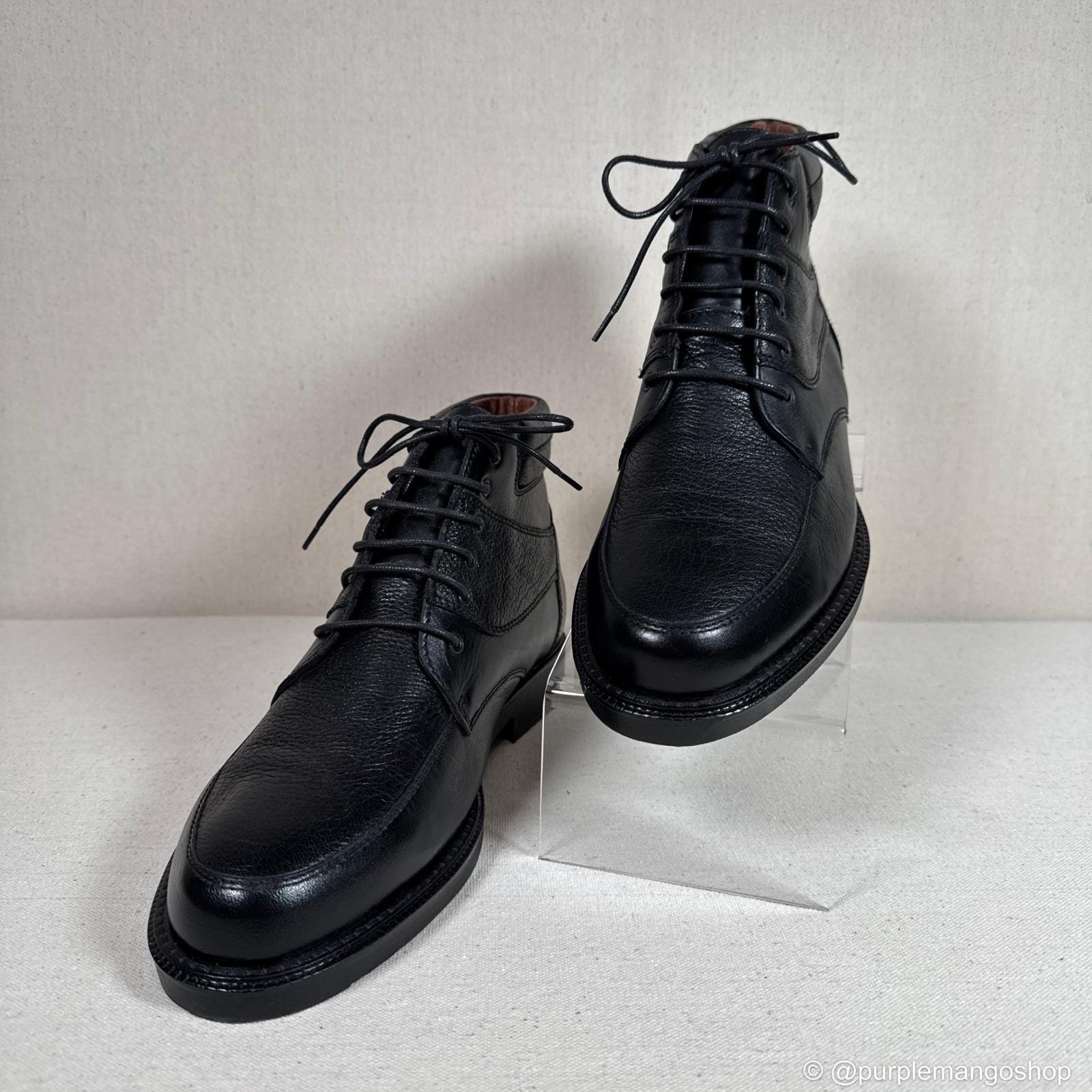 VINTAGE 1990s Impulse Steeple Gate Leather Boots | Black | M  display picture 2