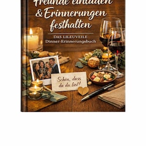 Libro de recuerdos de cenas para completar (descarga en PDF), libro de visitas para cenas, invitar a amigos y capturar recuerdos, ideas de juegos, recetas