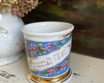 Antique Hand Painted Ironstone Shaving Cup