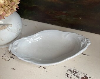 Antique Stained and Crazed Ironstone Relish Dish