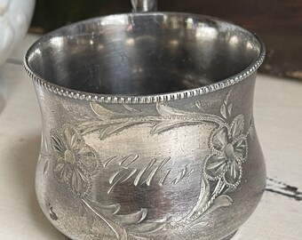 Antique Engraved Silverplate Cup