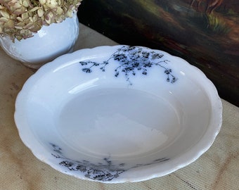 Antique Black Transferware Ironstone Oval Bowl