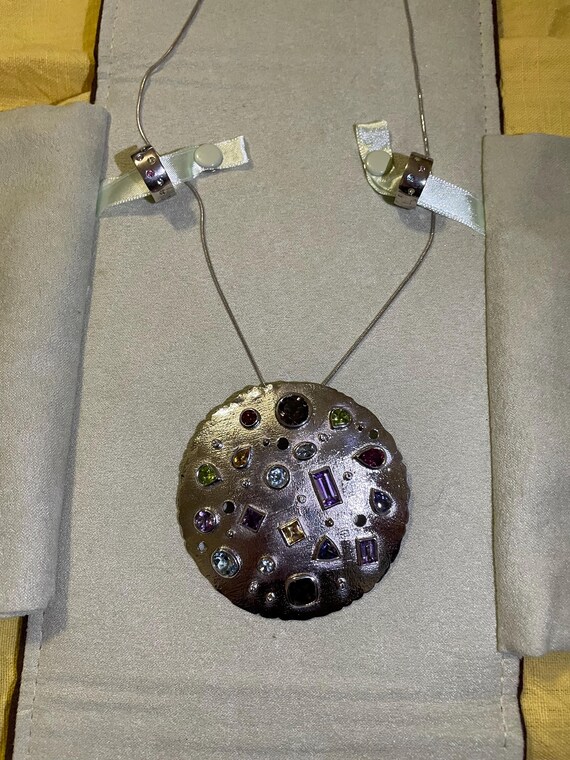 Multi Gemstone Statement Pendant Necklace + Match… - image 2