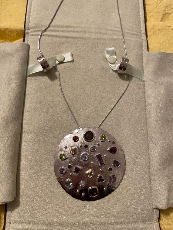 Multi Gemstone Statement Pendant Necklace + Match… - image 4