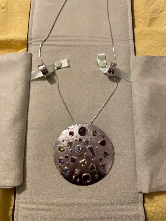 Multi Gemstone Statement Pendant Necklace + Match… - image 5
