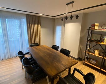 Solid Walnut Dining Table, Modern Farmhouse Conference Table, Handmade Wood Furniture