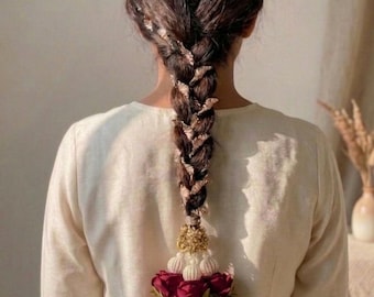Rose Paranda – Punjabi Bridal Hair Accessory, Floral Wedding Braid Jewelry