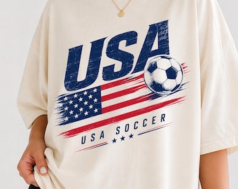 Vintage USA Soccer World Comfort Colors Shirt, USA National Team Shirt, Patriotic Soccer Fan Gift, USA Soccer Tee