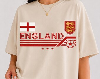 Vintage England Soccer Comfort Colors Shirt, Retro England World Soccer 2026 T-Shirt, England National Team Fan Shirt, Football Fan Gift