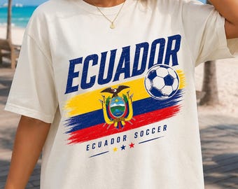 Vintage Ecuador Soccer Comfort Colors Shirt, Retro Ecuador World Soccer 2026 T-Shirt, Ecuador National Team Fan Shirt, Football Fan Gift
