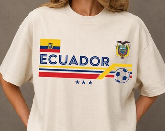 Vintage Ecuador Soccer Comfort Colors Shirt, Retro Ecuador World Soccer 2026 T-Shirt, Ecuador National Team Fan Shirt, Football Fan Gift