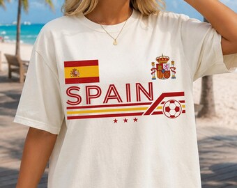 Vintage Spain Soccer Comfort Colors Shirt, Retro Spain World Soccer 2026 T-Shirt, Spain National Team Fan Shirt, Football Fan Gift