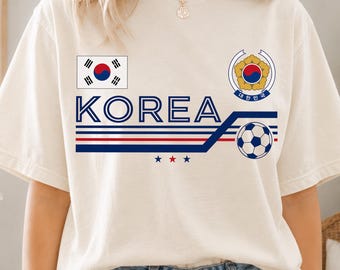 Vintage South Korea Soccer Comfort Colors Shirt, Retro South Korea World Soccer 2026 T-Shirt, National Team Fan Shirt, Football Fan Gift