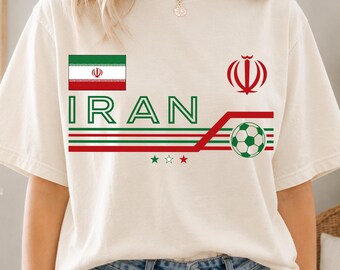Vintage Iran Soccer Comfort Colors Shirt, Retro Iran World Soccer 2026 T-Shirt, Iran National Team Fan Shirt, Football Fan Gift