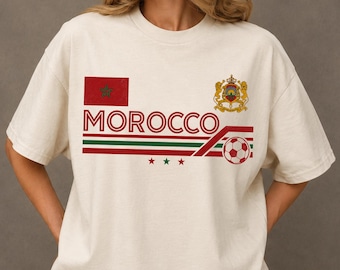 Vintage Morocco Soccer Comfort Colors Shirt, Retro Morocco World Soccer 2026 T-Shirt, Morocco National Team Fan Shirt, Football Fan Gift