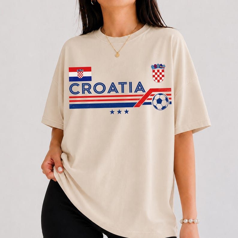 Camiseta vintage de Croacia con colores cómodos, camiseta retro de Croacia para el Mundial de Fútbol 2026, camiseta de aficionado de la selección nacional de Croacia, regalo para aficionados al fútbol imagen 3