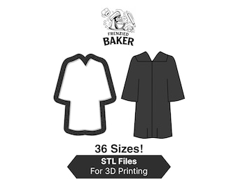 Cortadores de galletas con forma de toga de graduación – Cortadores de graduación – 36 tamaños, archivos STL (descarga digital) - Cuello en V