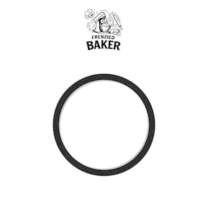 May include: Black circular gasket with a textured surface, set against a white background. Above the gasket is a black and white logo with the text "Frenzied Baker" and an illustration of a mixer and baking tools.