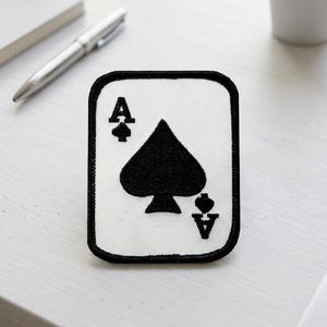Ace of Spades Patch, Embroidered Poker Card Iron-On Emblem, Gothic Style Badge