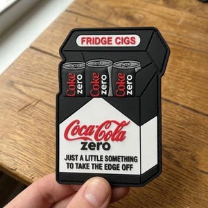 Funny Fridge Cigs Morale Patch | Coke Zero PVC Velcro Patch | Diet Soda Lover Gift | Caffeine Addict Meme Patch | Backpack Jacket Accessory