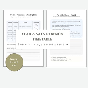 6年生 SAT 復習タイムテーブル | 英国 KS2 保護者向けサポート (編集可能なPDF)