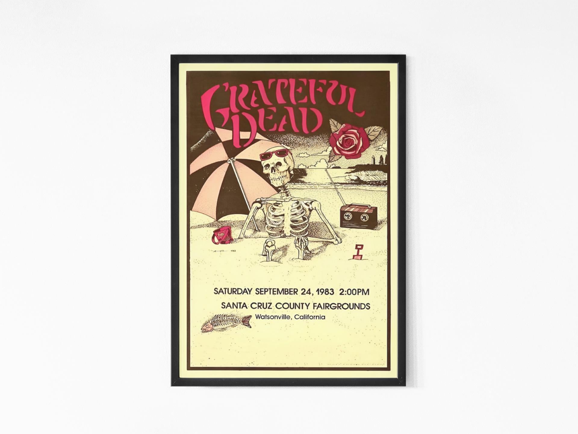 Discover Grateful Dead 1983 California Vintage Concert Poster, Rock Band Poster, Music Poster. Concert Poster
