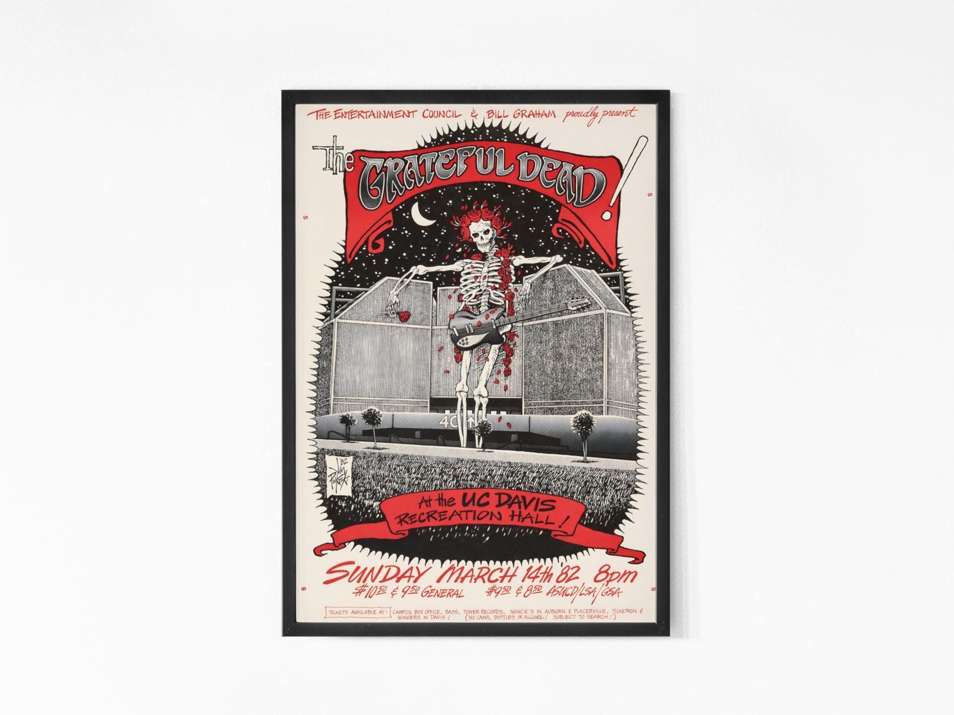 Discover Grateful Dead 1982 University of California at Davis Bill Graham Concert Poster, Music Poster, Vintage Poster, Concert Poster
