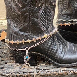 Cowboy Boot Chain Anklet.  Chain of Crosses, Cowgirl Rebellion.  The Shelby